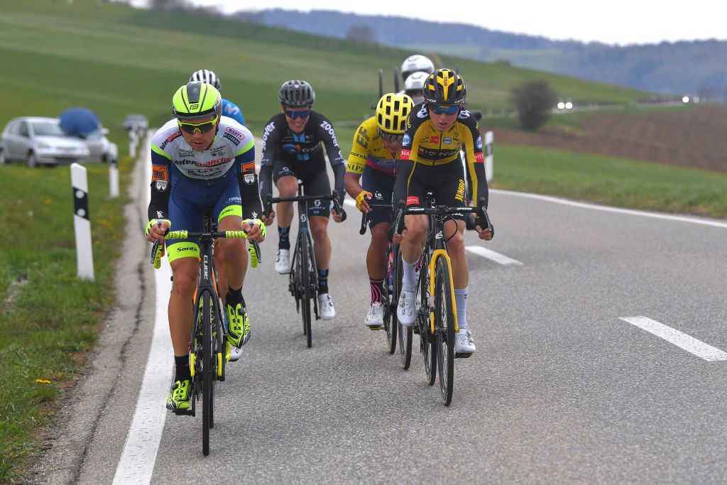 SAINTIMIER SWITZERLAND APRIL 29 Rein Taaramae of Estonia and Team Intermarch Wanty Gobert Matriaux Antwan Tolhoek of Netherlands and Team Jumbo Visma in the Breakaway during the 74th Tour De Romandie 2021 Stage 2 a 1657km stage from La Neuveville to SaintImier TDR2021 TDRnonstop UCIworldtour on April 29 2021 in SaintImier Switzerland Photo by Luc ClaessenGetty Images