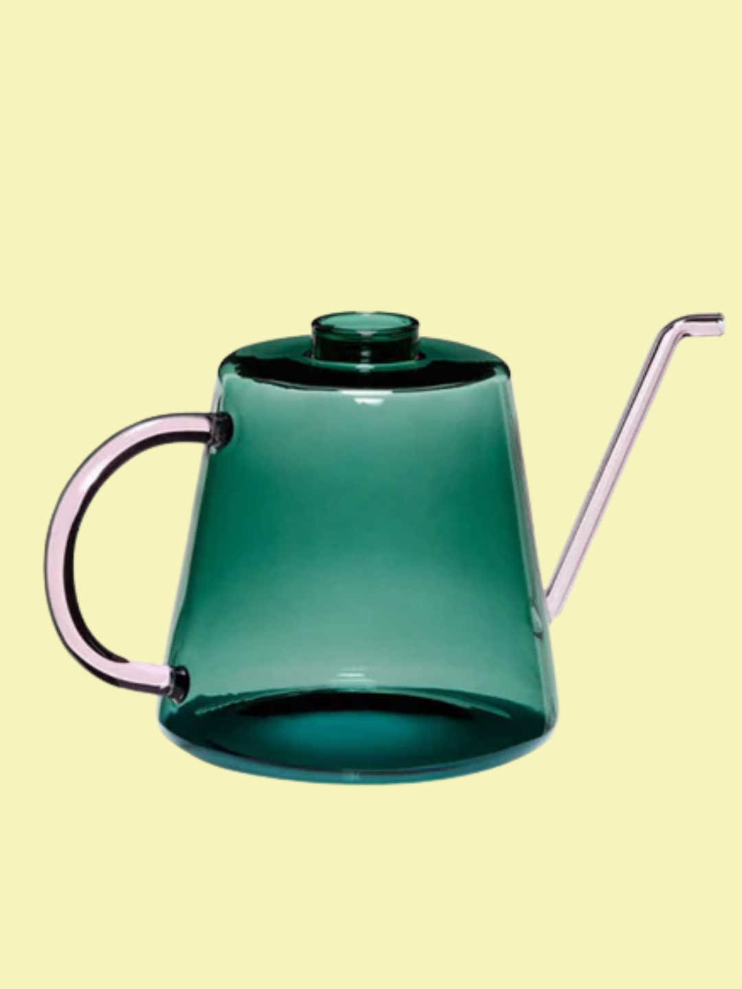 A green and purple glass watering can from H&amp;uuml;bsch