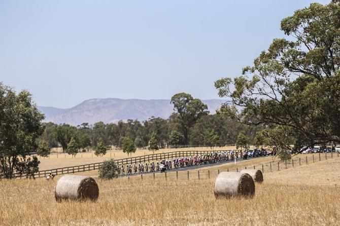 The race passes farm land