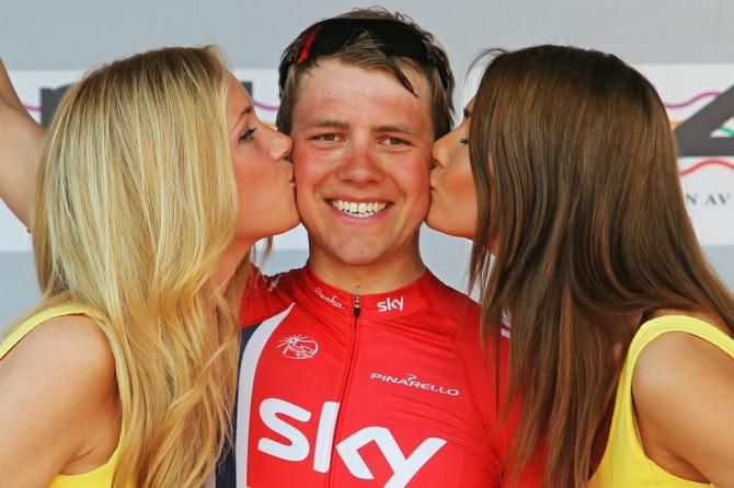 Edvald Boasson Hagen (Sky) on the podium