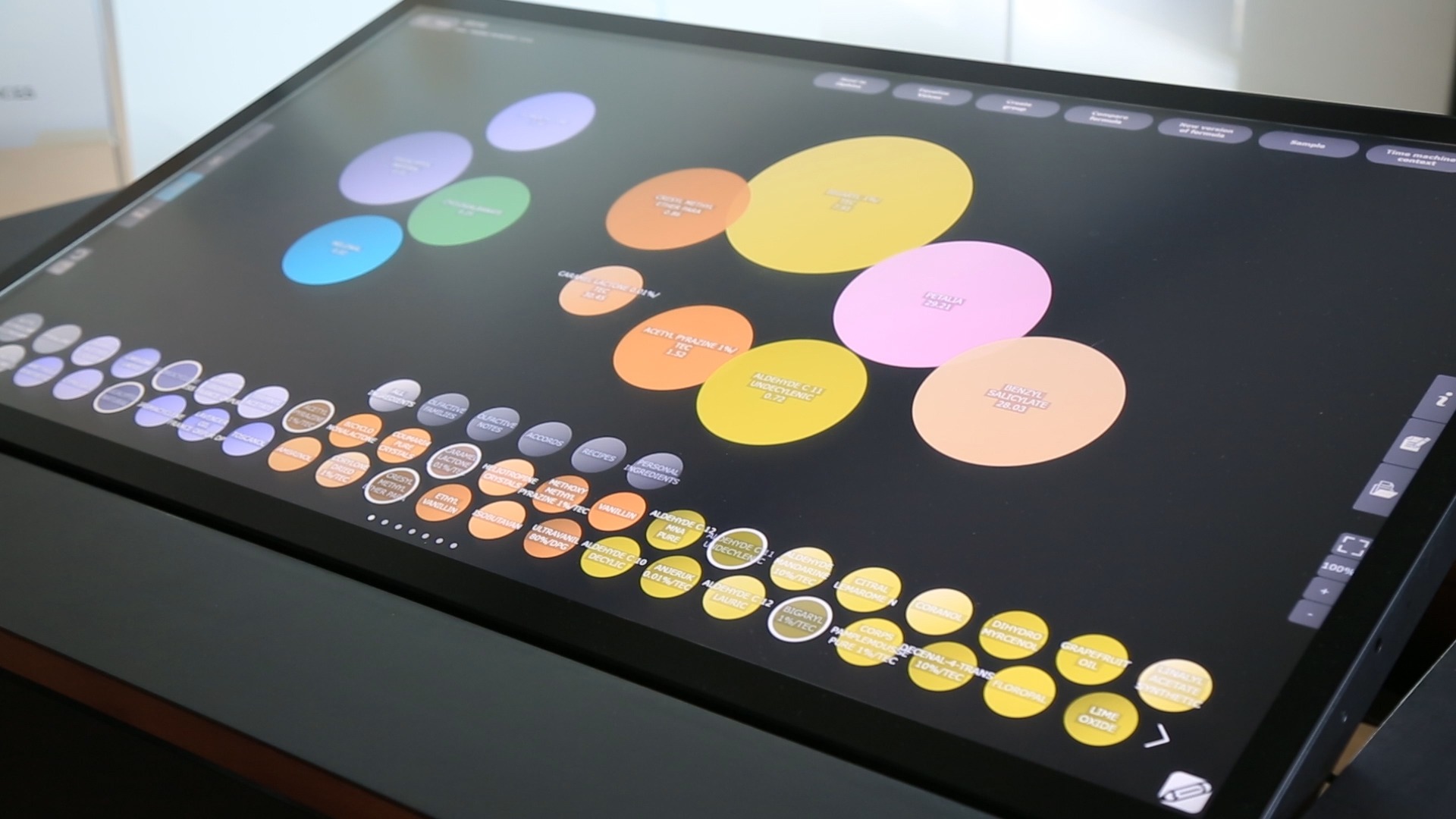Screen displaying use of Carto, with coloured circles on black background
