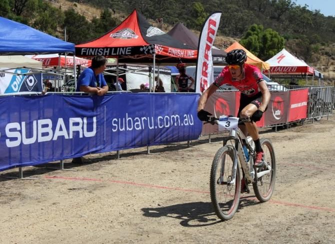 Michael Crosbie on his way to second place in the elite men's race