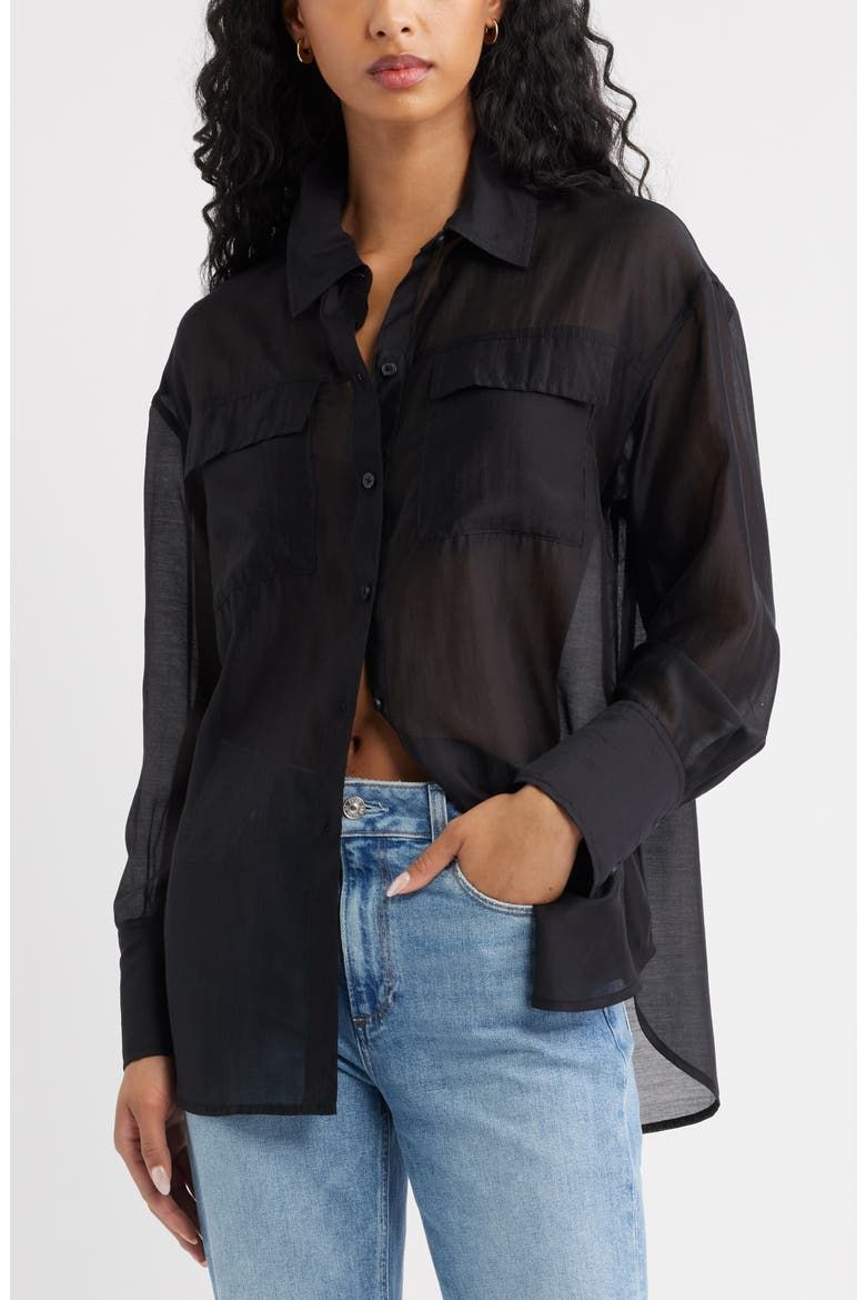 Oversize Organza Button-Up Shirt