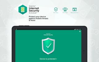 Kaspersky internet security shield shown on a device