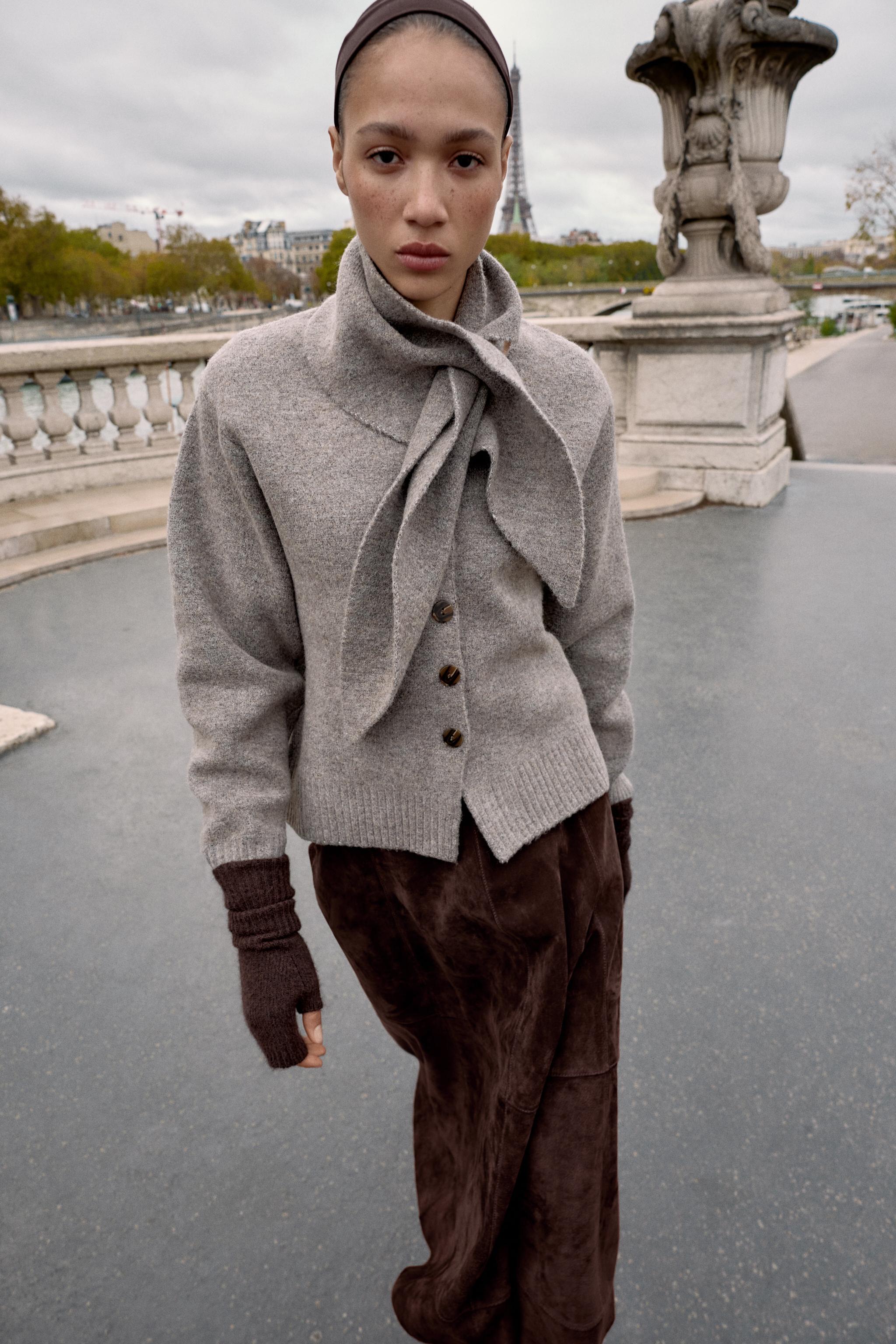 ZARA Scarf Knit Cardigan