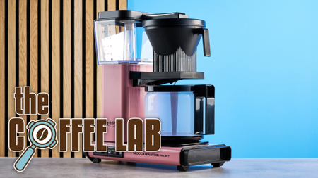 the technivorm moccamaster kgbv select in pink with the coffee lab logo