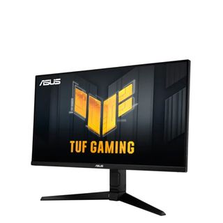 Asus TUF Gaming VG28UQL1A in black with the TUF Gaming logo on the screen.