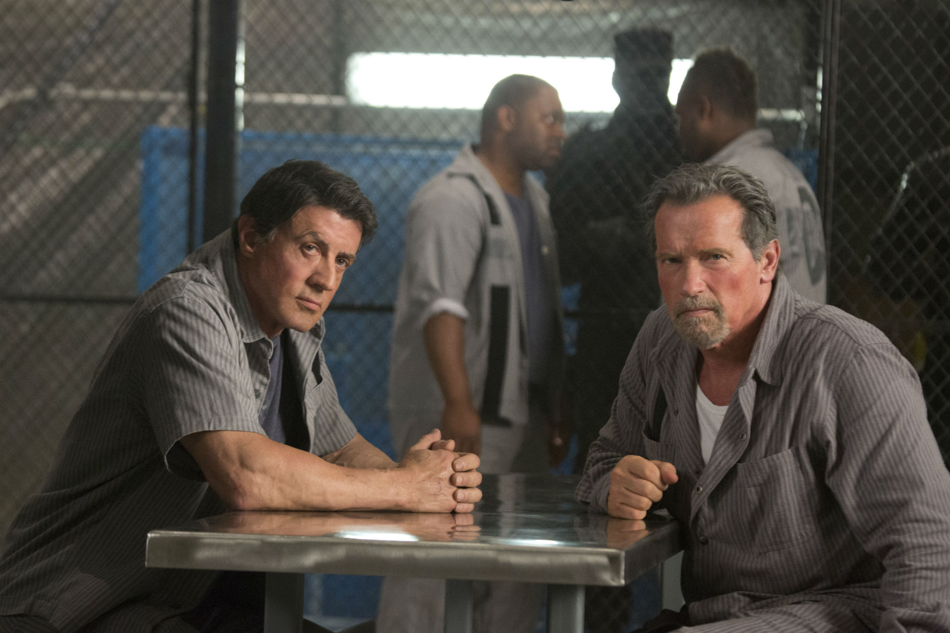 Sylvester Stallone and Arnold Schwarzenegger in Escape Plan