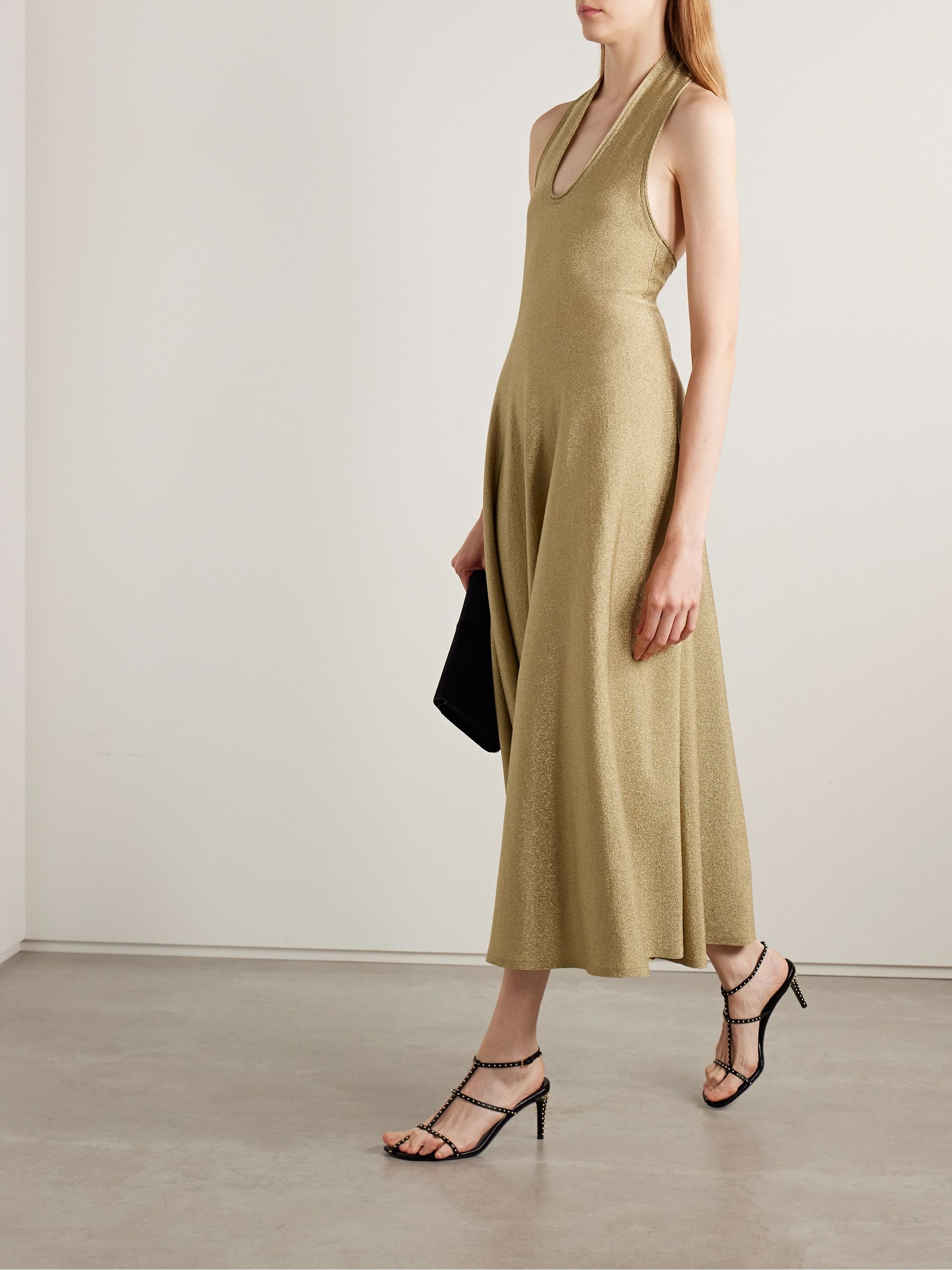 KHAITE, Melina Lurex Halterneck Midi Dress