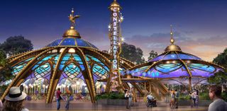 concept art for a celestial-themed carousel