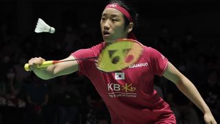 An Se-young of South Korea hits a return ahead of the China Open live stream