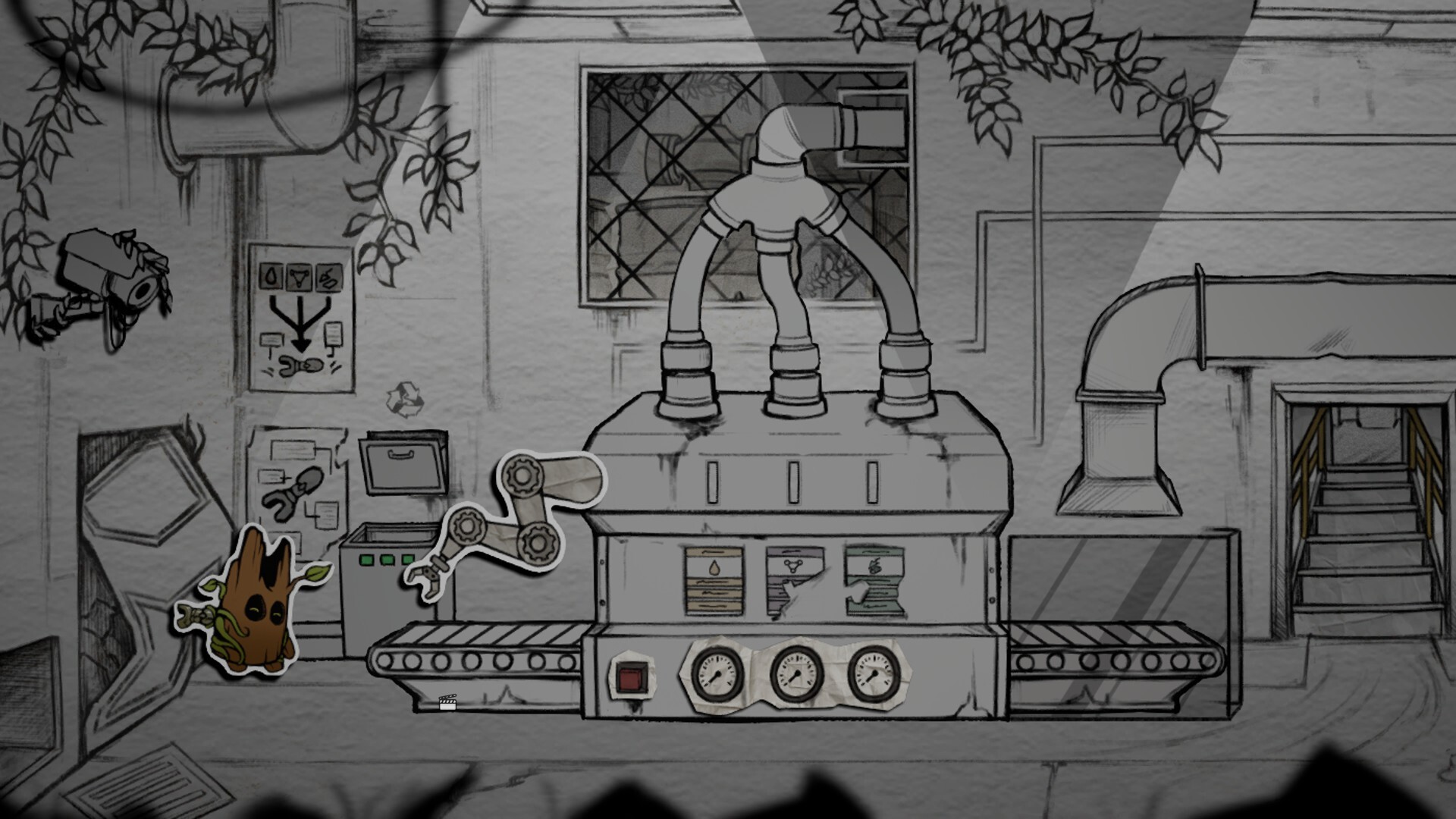 Woody using a machine.