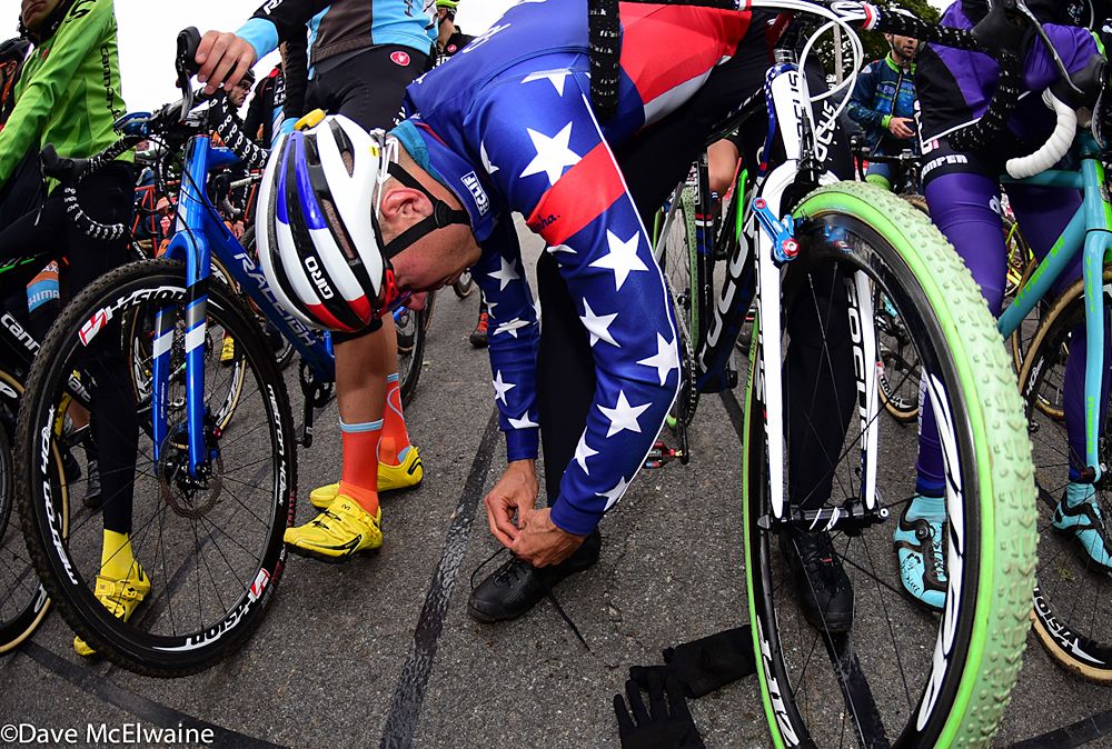 Jeremy Powers now has a pre-race ritual of tying his Giro shoes at the starting line
