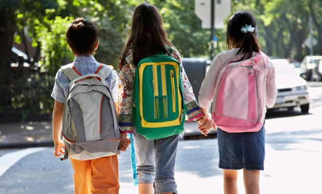 Kids walking to school