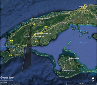 Trajectory of the meteor that fell over Cuba on Feb. 1, 2019, as reconstructed by a team of Colombian astronomers.