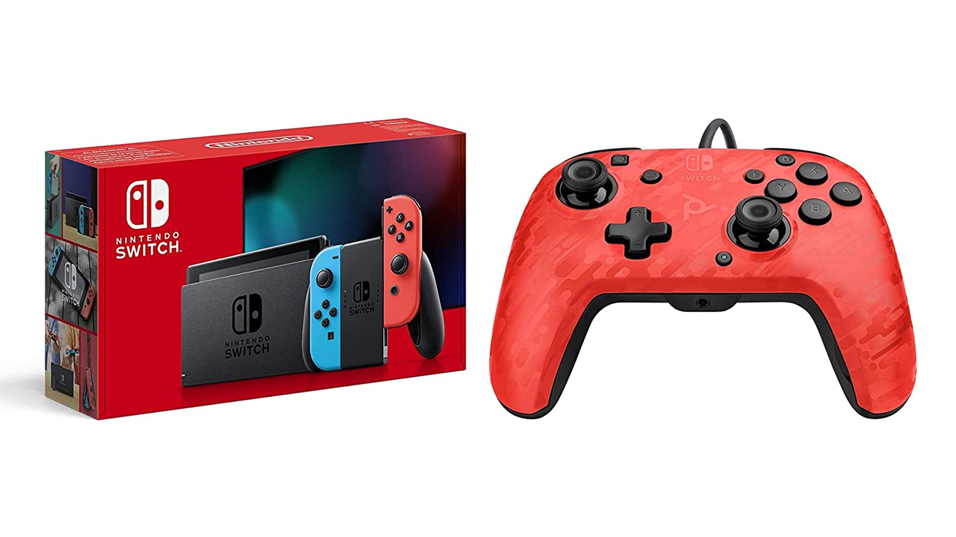 The Nintnedo Switch and controller bundle.