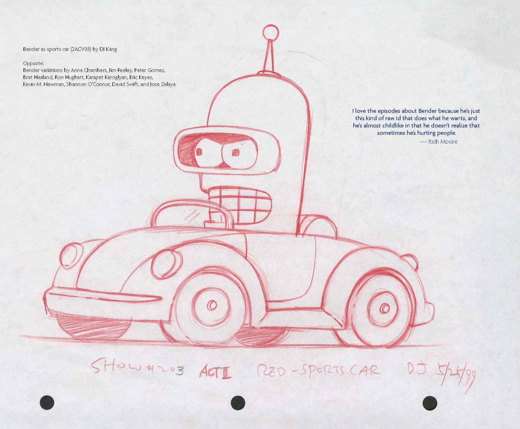 A red-colored sketch of a robot transformed into a sports car