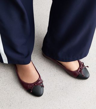 NEW LOOK, Burgundy Contrast Toe Cap Ballerina Pumps