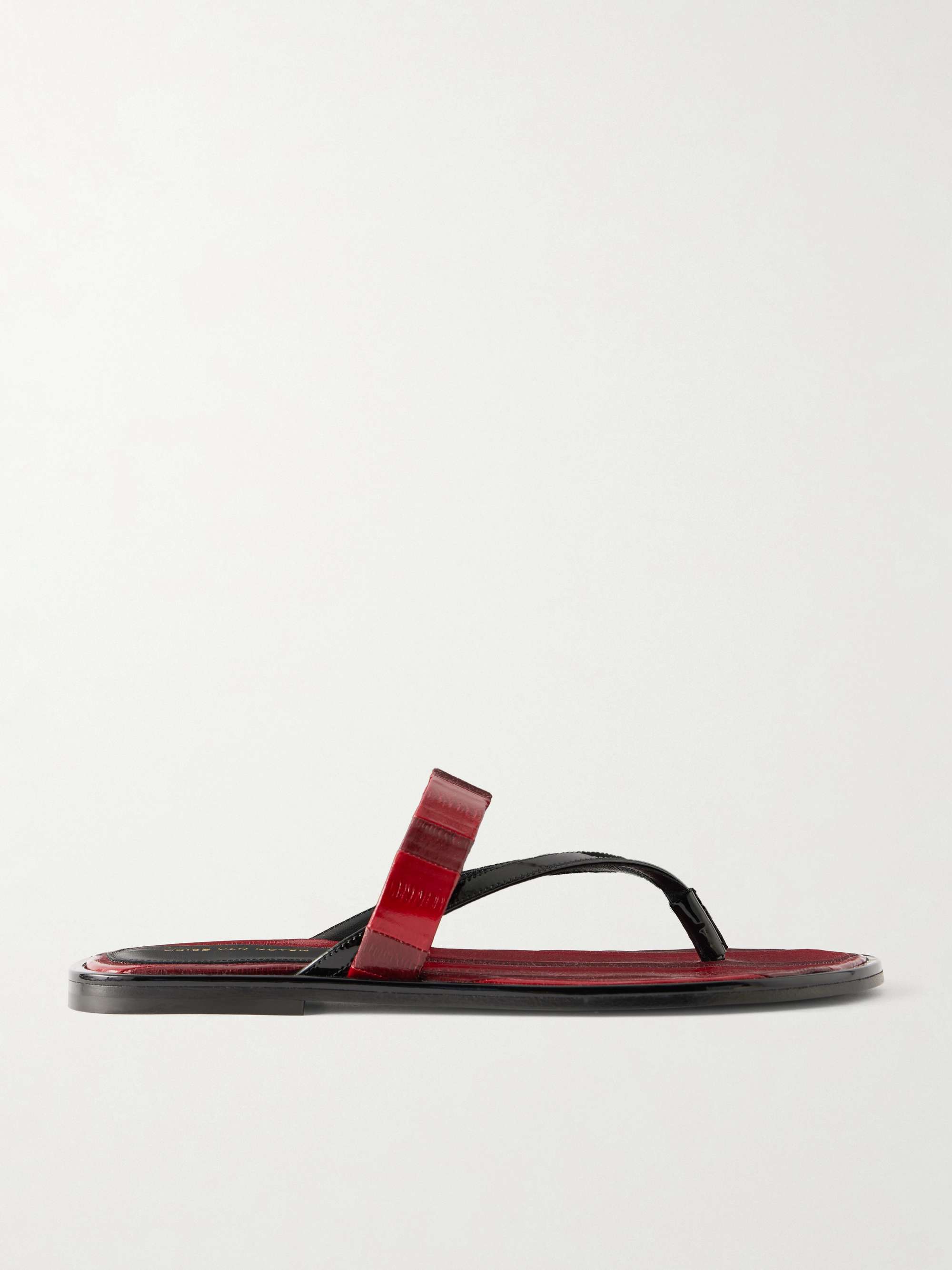Eel-Effect Leather Sandals