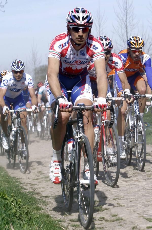Paris-Roubaix: Filippo Pozzato's race ended when his team car punctured.