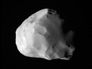 NASA's Cassini spacecraft obtained this unprocessed image of Saturn's moon Helene on June 18, 2011.