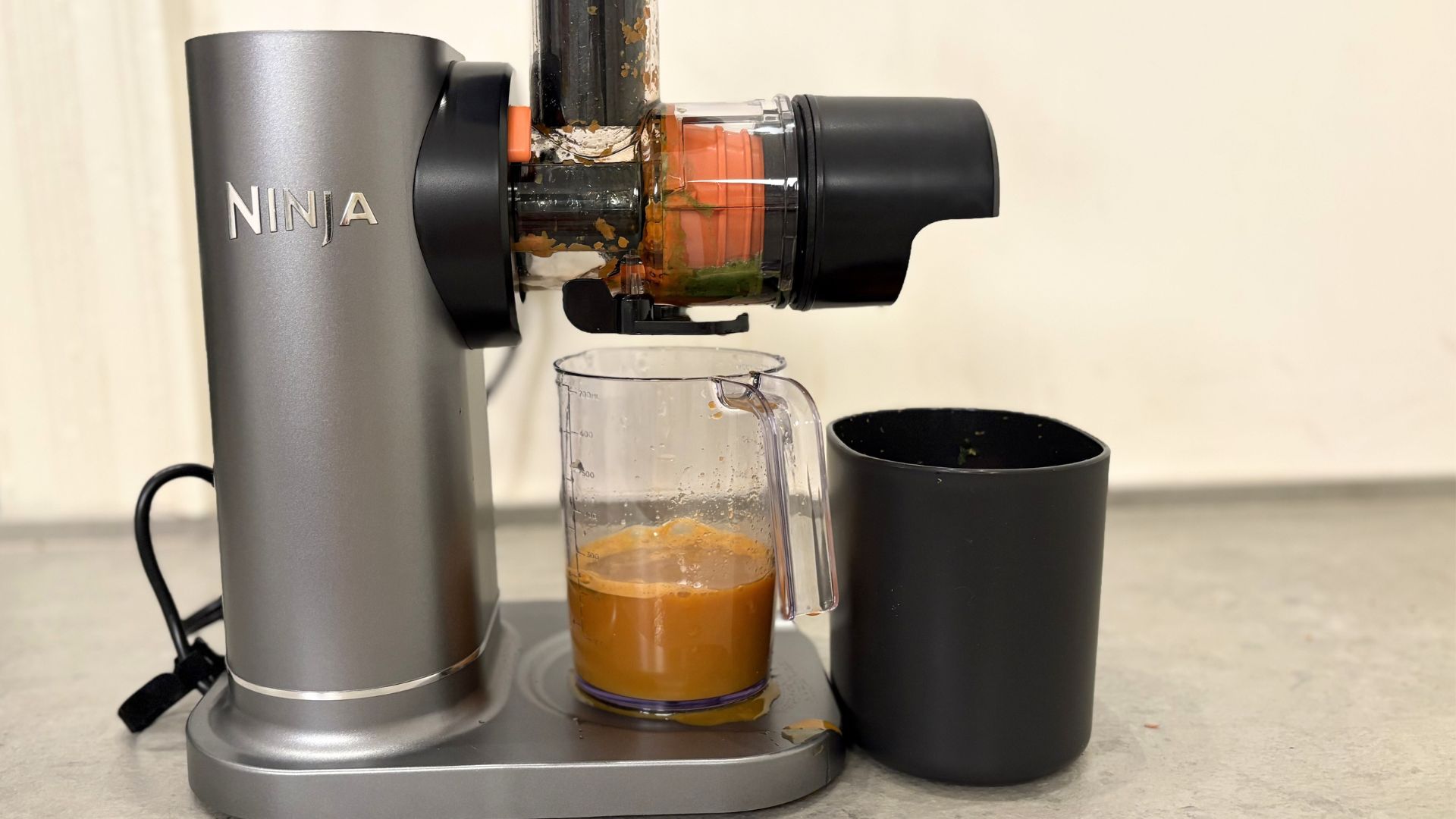 Testing the Ninja Cold Press Juicer on the counter