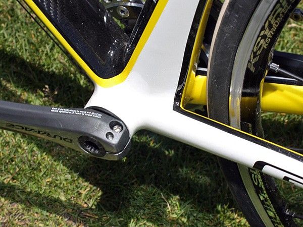 A press-fit bottom bracket allows for more widely spaced stays and a fatter down tube, plus it saves a few grams relative to a standard threaded assembly.