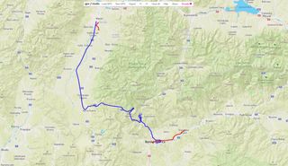 Image shows the route on day 7 from Slovenská Ľupča to Martin