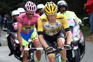 Steven Kruiswijk leading Alberto Contador on stage 16 of the 2015 Giro d'Italia. Photo: Graham Watson