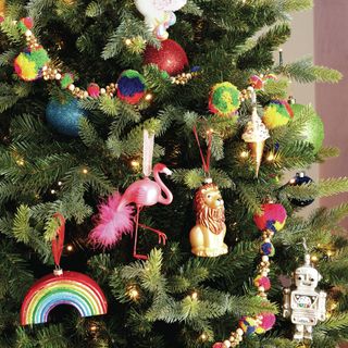 christmas tree with decorating items