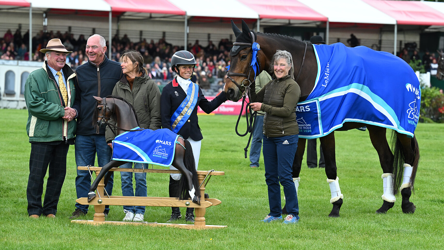 Groom Sarah Charnley with Lordships Graffalo after his third Badminton Horse Trials win.