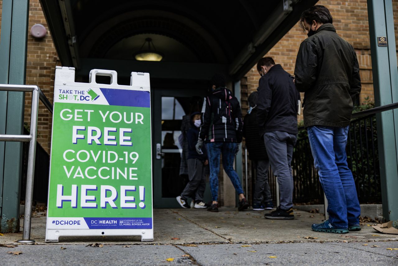 A vaccine line in Washington, D.C.