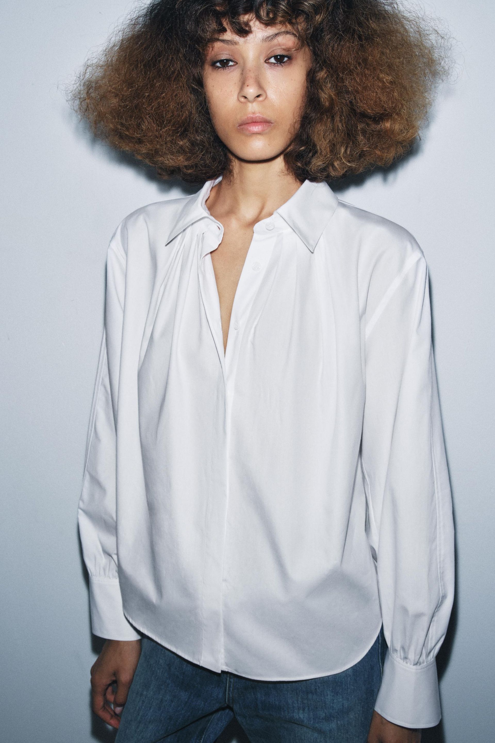 Zw Collection Poplin Pleated Shirt