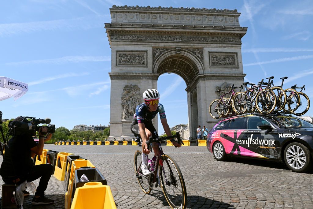 PARIS FRANCE JULY 24 Christine Majerus of Luxembourg and Team SD Worx competes during the 1st Tour de France Femmes 2022 Stage 1 a 817km stage from Paris Tour Eiffel to Paris Champslyses TDFF UCIWWT on July 24 2022 in Paris France Photo by Dario BelingheriGetty Images