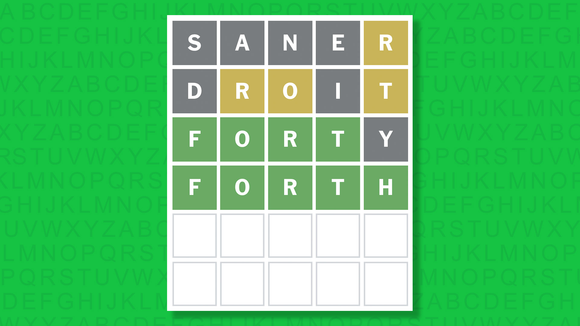 NYT Wordle answer for game 1922 on a green background