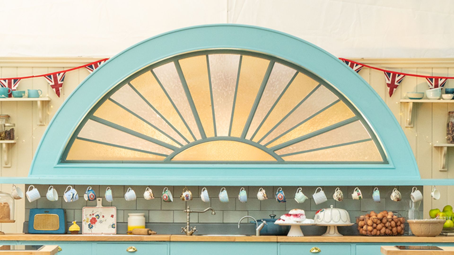 Great British Bake Off tent with the stand mixer in