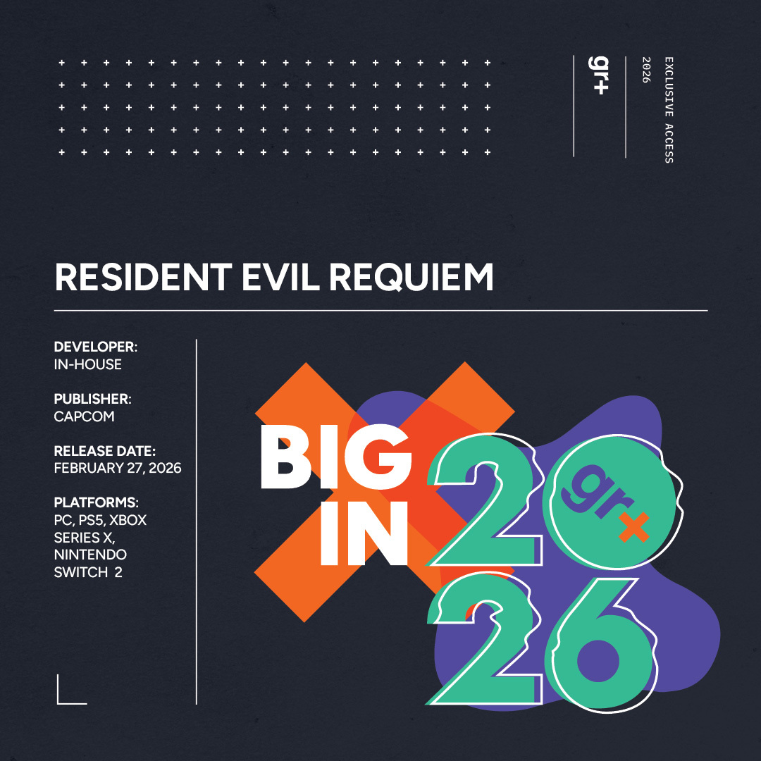A fact sheet for Resident Evil Requiem, listing the developer and publisher (Capcom), release date (February 27, 2025), and platforms (PC, PS5, Xbox Series X, Nintendo Switch 2)