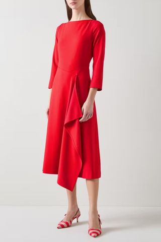 LK Bennett Lena Red Crepe Fit and Flare Dress