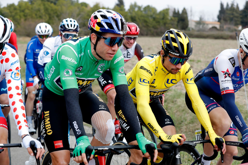Wout van Aert and Primoz Roglic on stage 6 of the 2022 Paris-Nice.