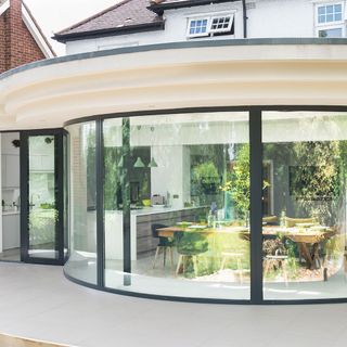 curved art deco extension huge open plan kitchen