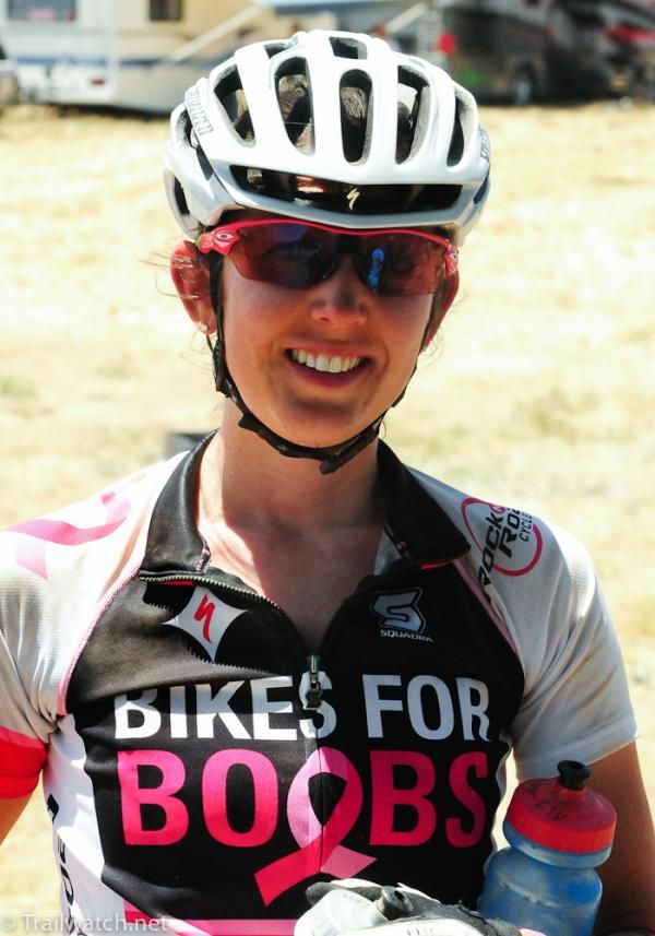 Allison Mann (Bikes for Boobs) after winning her race