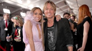 JLo and Keith Urban smiling at the 2017 Grammys