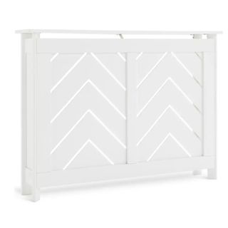 White radiator cover with chevron design