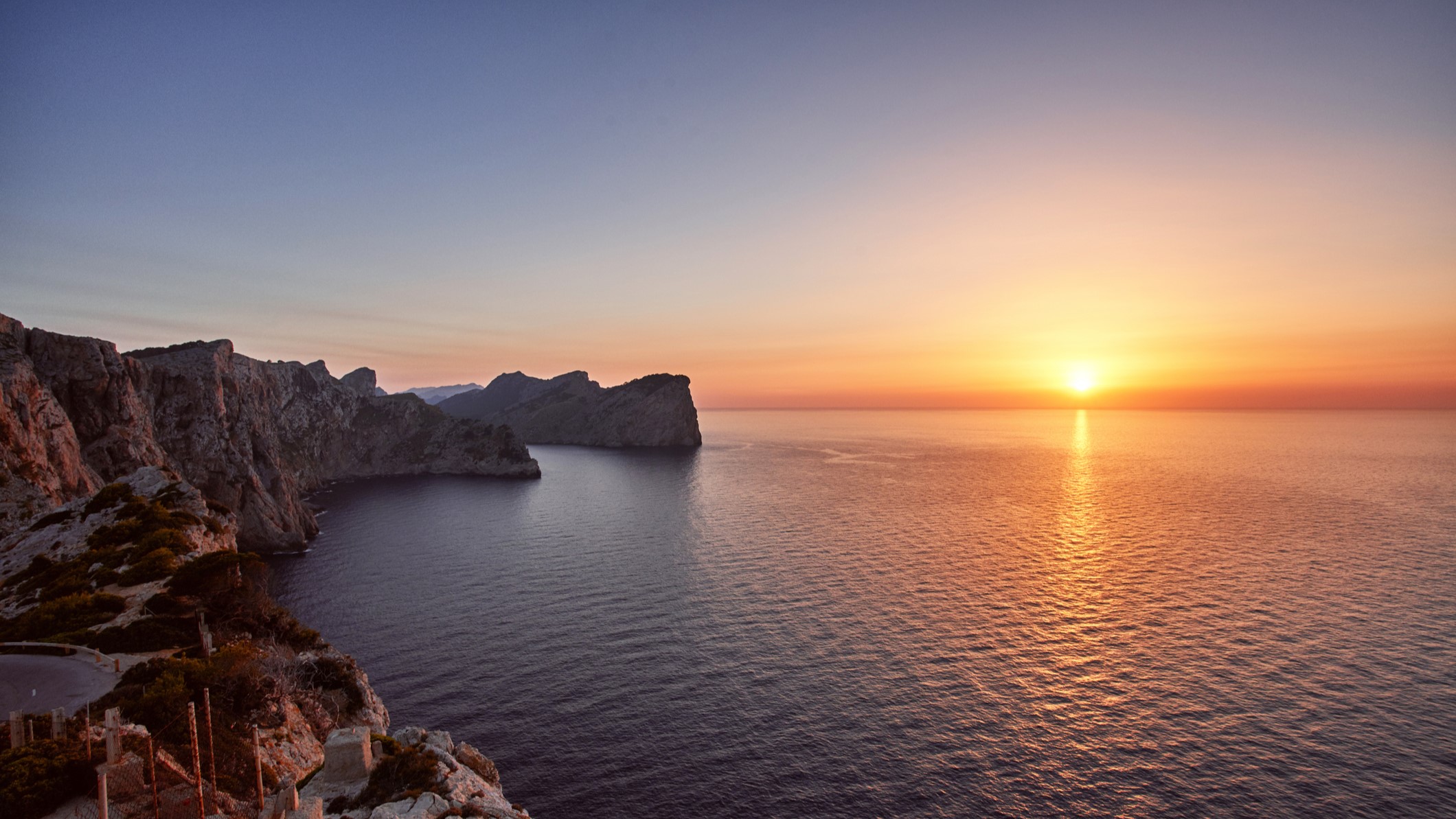 Sunset over the coast of Formentor peninsula, Mallorca