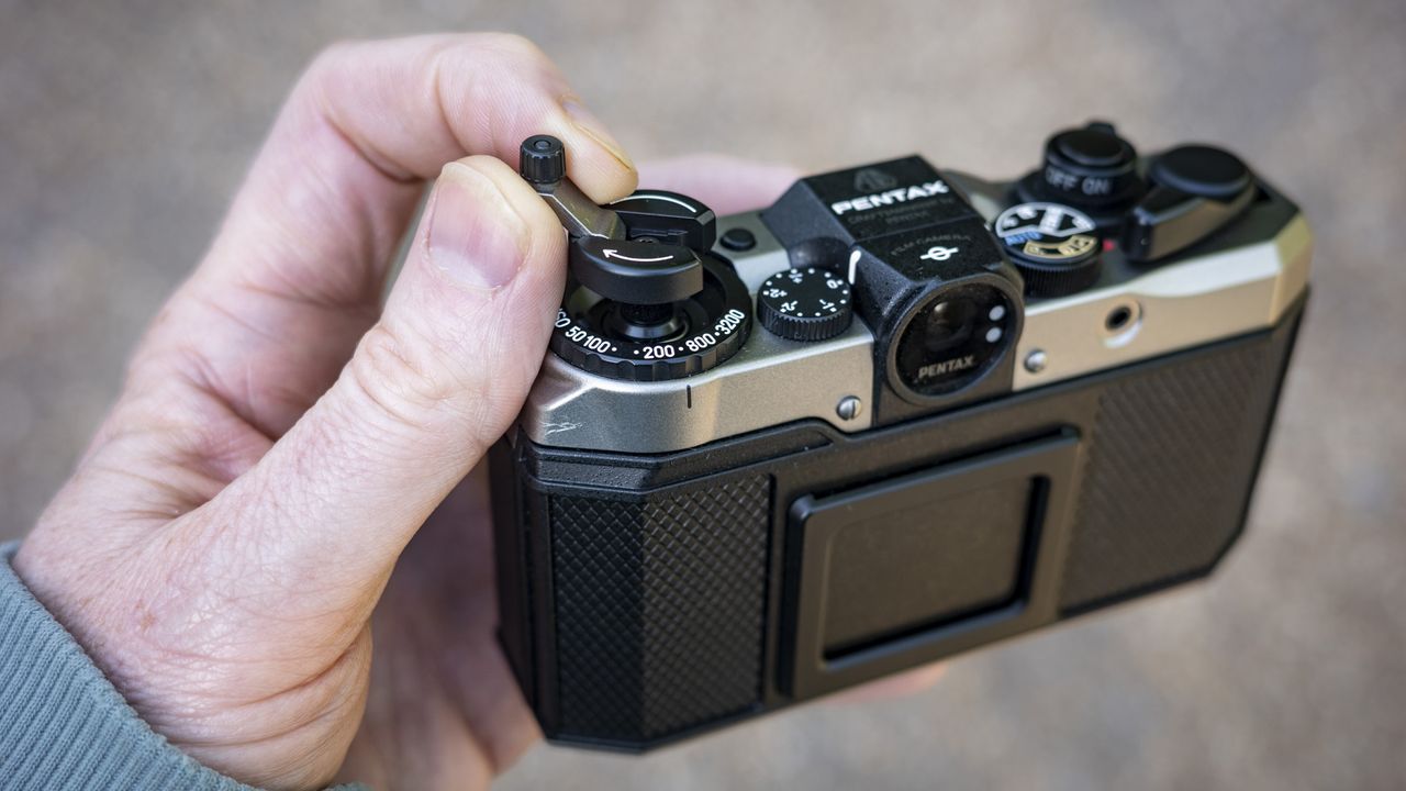 Winding on film in the Pentax 17 camera