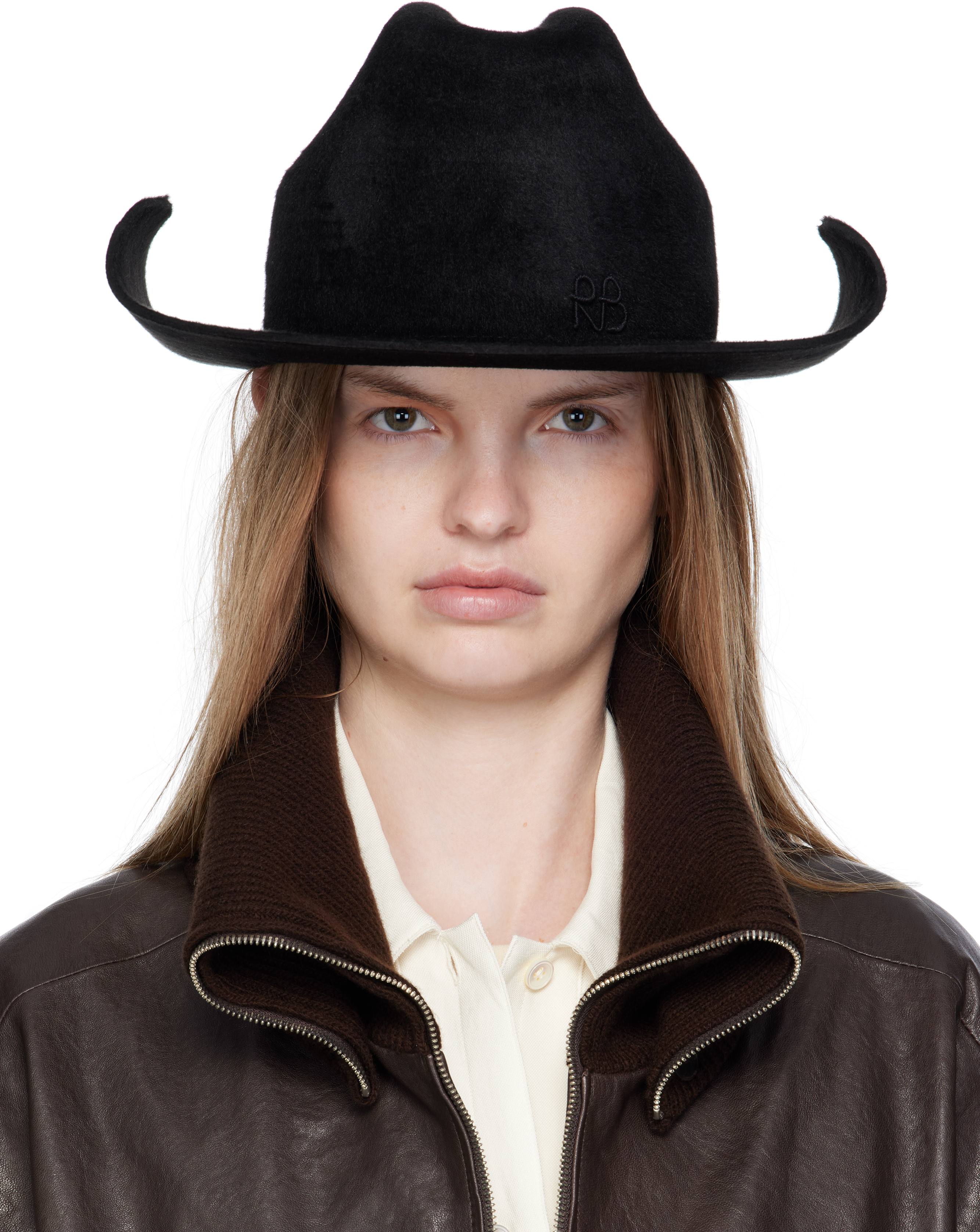 Black &#039;rb&#039; Monogram Cowboy Fedora