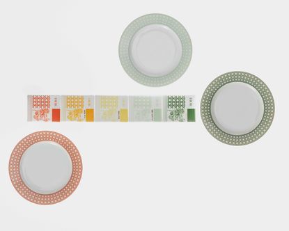 Porcelain plates with traditional prints in ulticoloured patterns