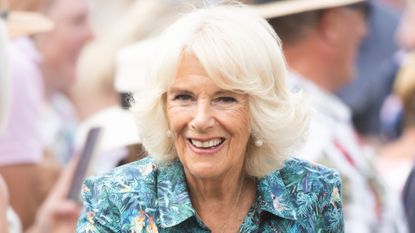 Queen Camilla’s birthday photos feature special necklace. Seen here during a visit to The Sandringham Flower Show
