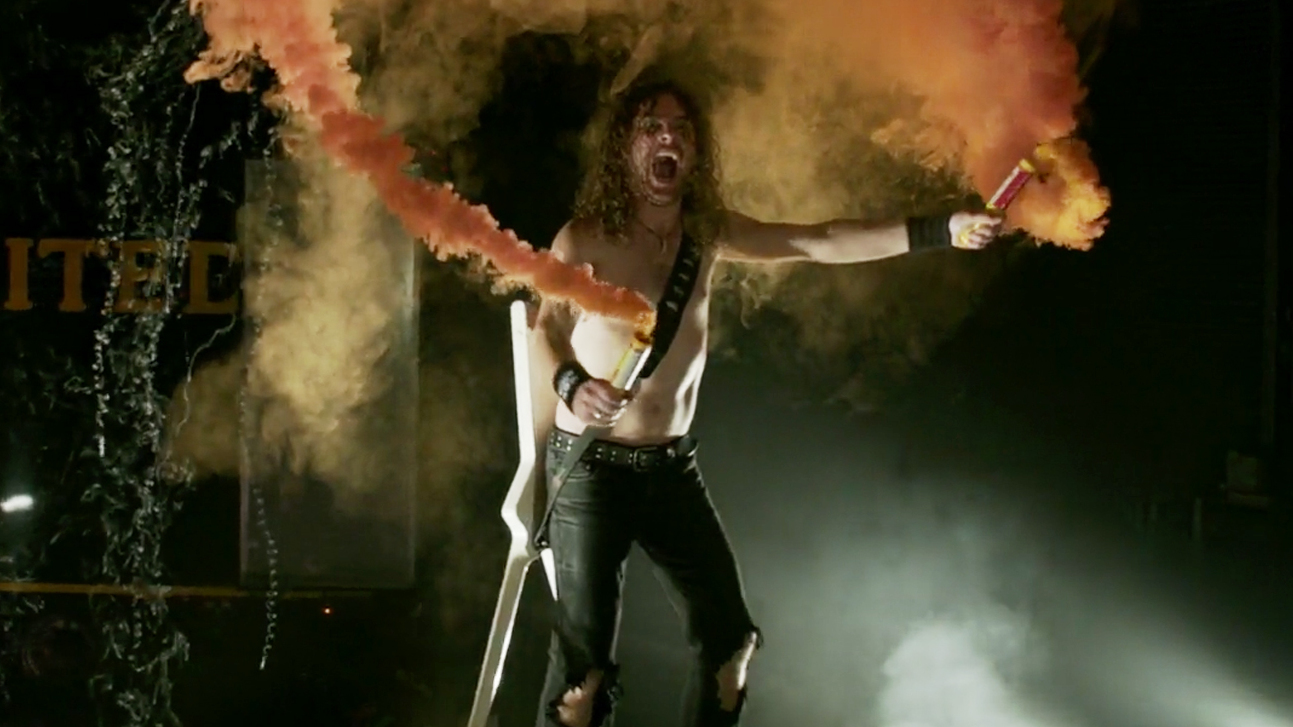 A still from Airbourne&#039;s video for Rivalry