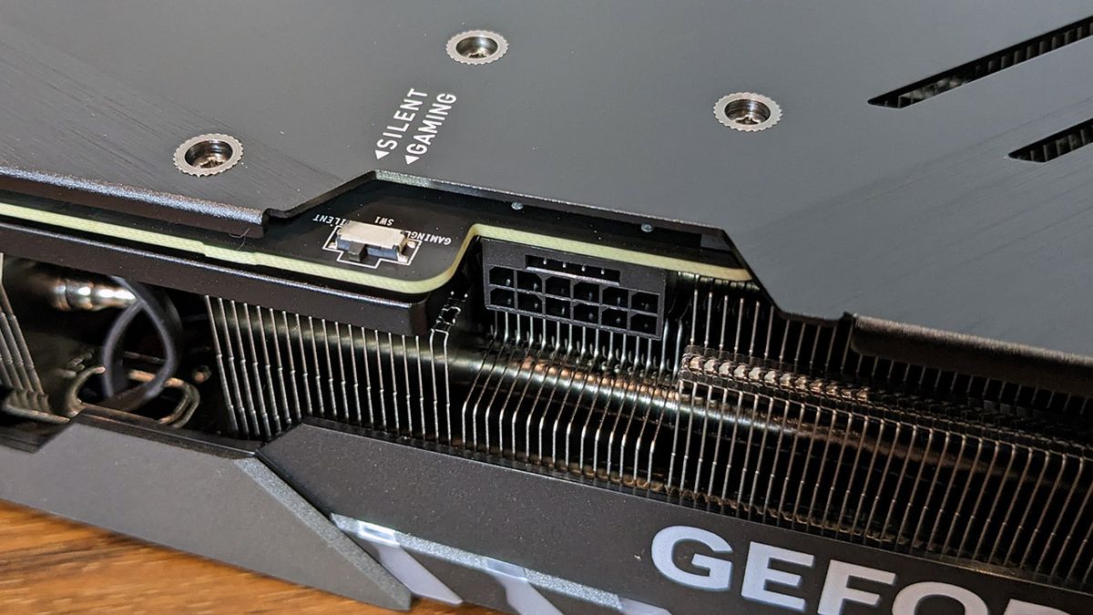 MSI GeForce RTX 4070 Ti Gaming X Trio power input and bios switch
